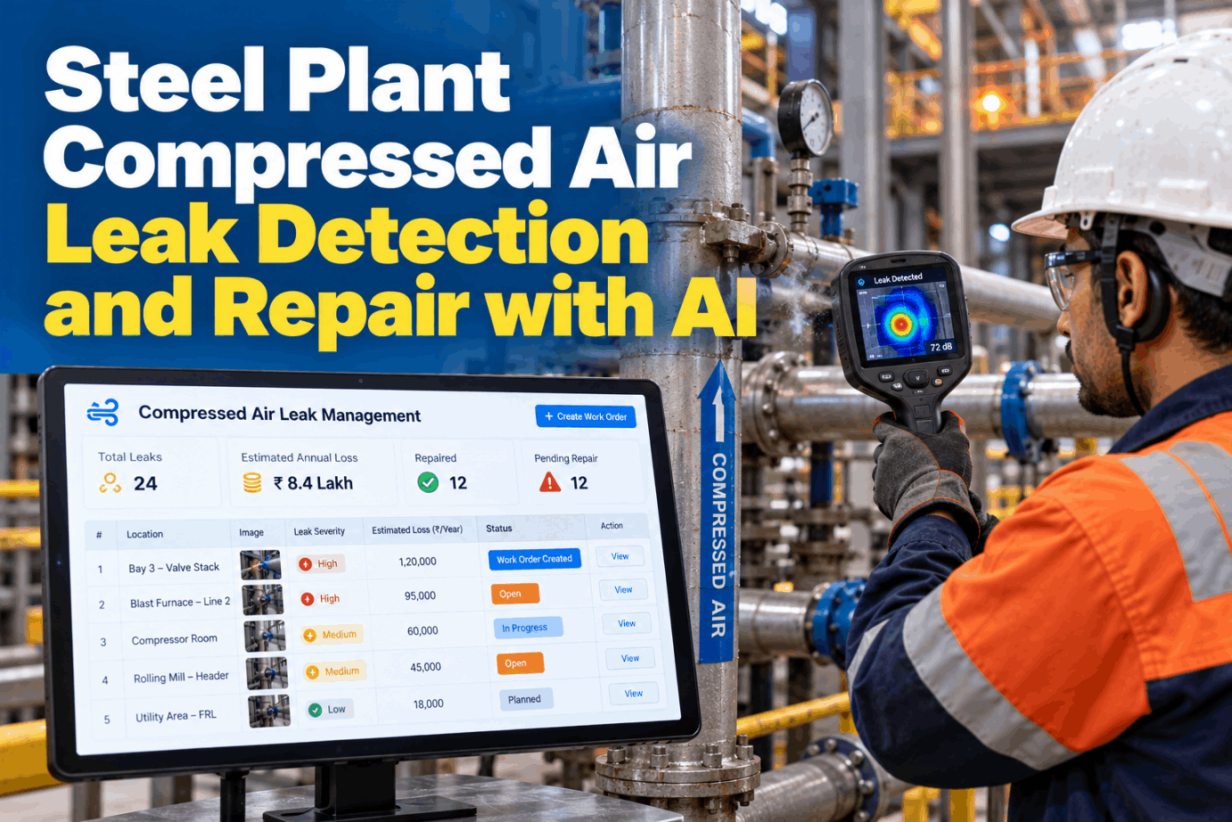 steel-plant-compressed-air-leak-detection-repair-ai