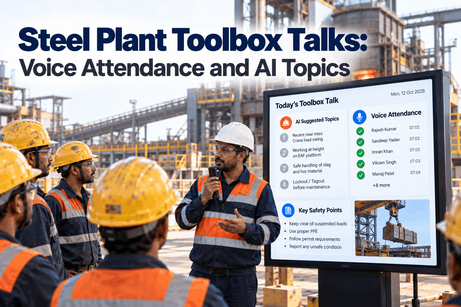 steel-plant-toolbox-talks-voice-attendance-ai-topics