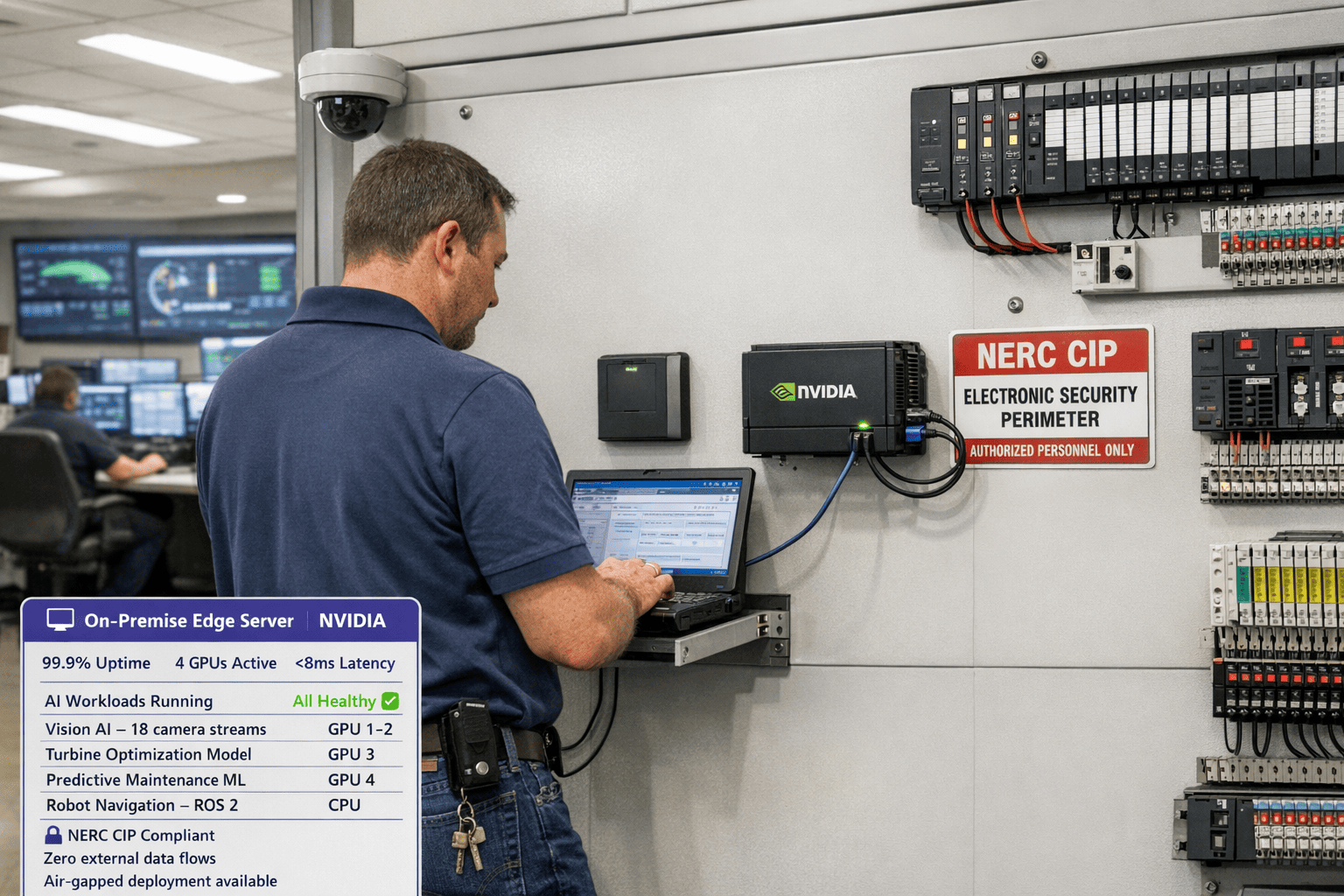 On-Premise NVIDIA Edge Server for Power Plant NERC CIP Compliance