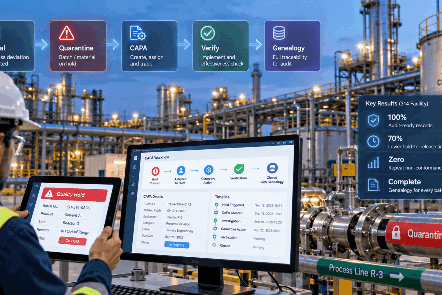 chemical-facility-cmms-compliance-holds-capa-genealogy-case-study