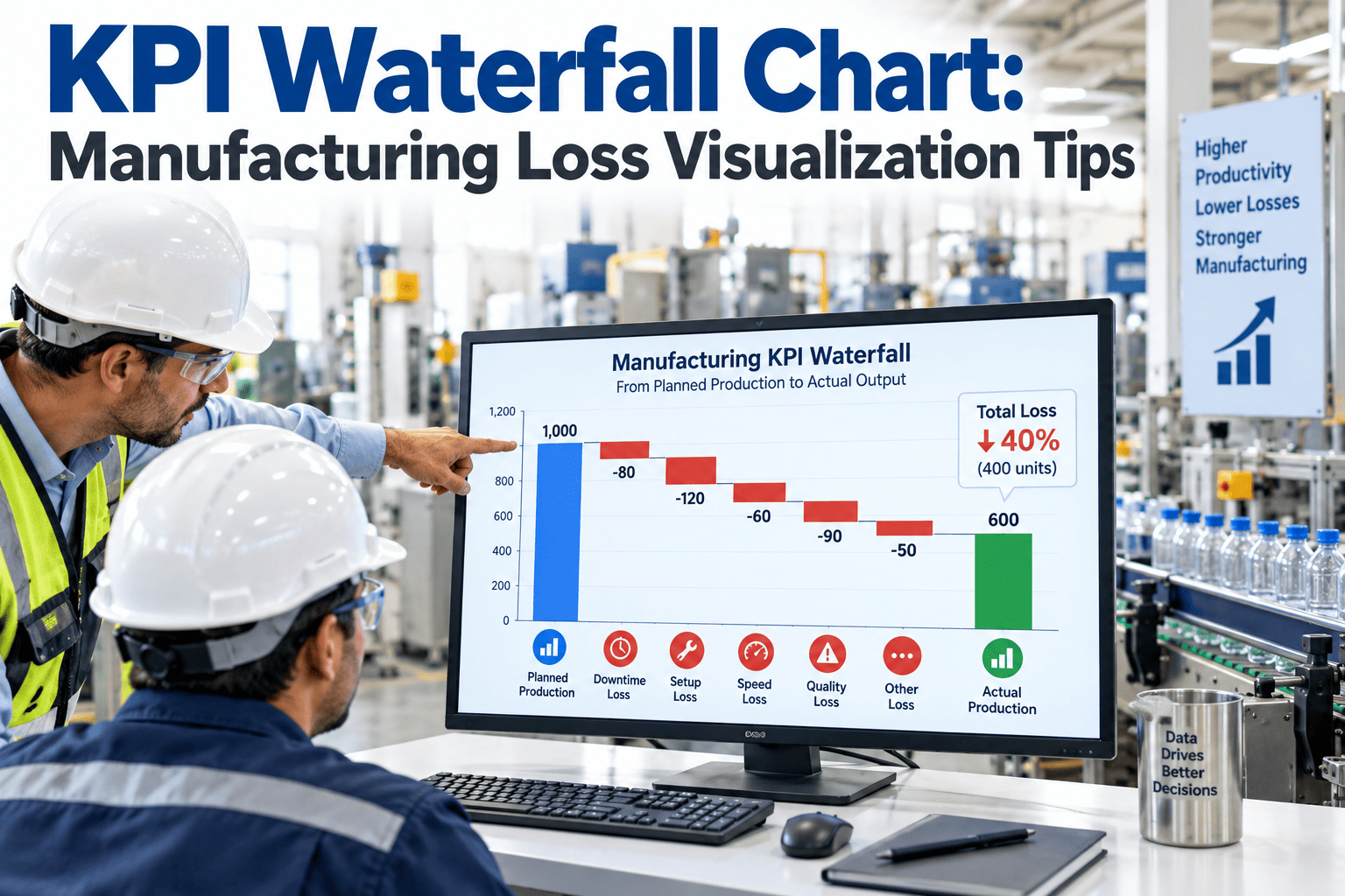 kpi-waterfall-chart-manufacturing-loss-visualization