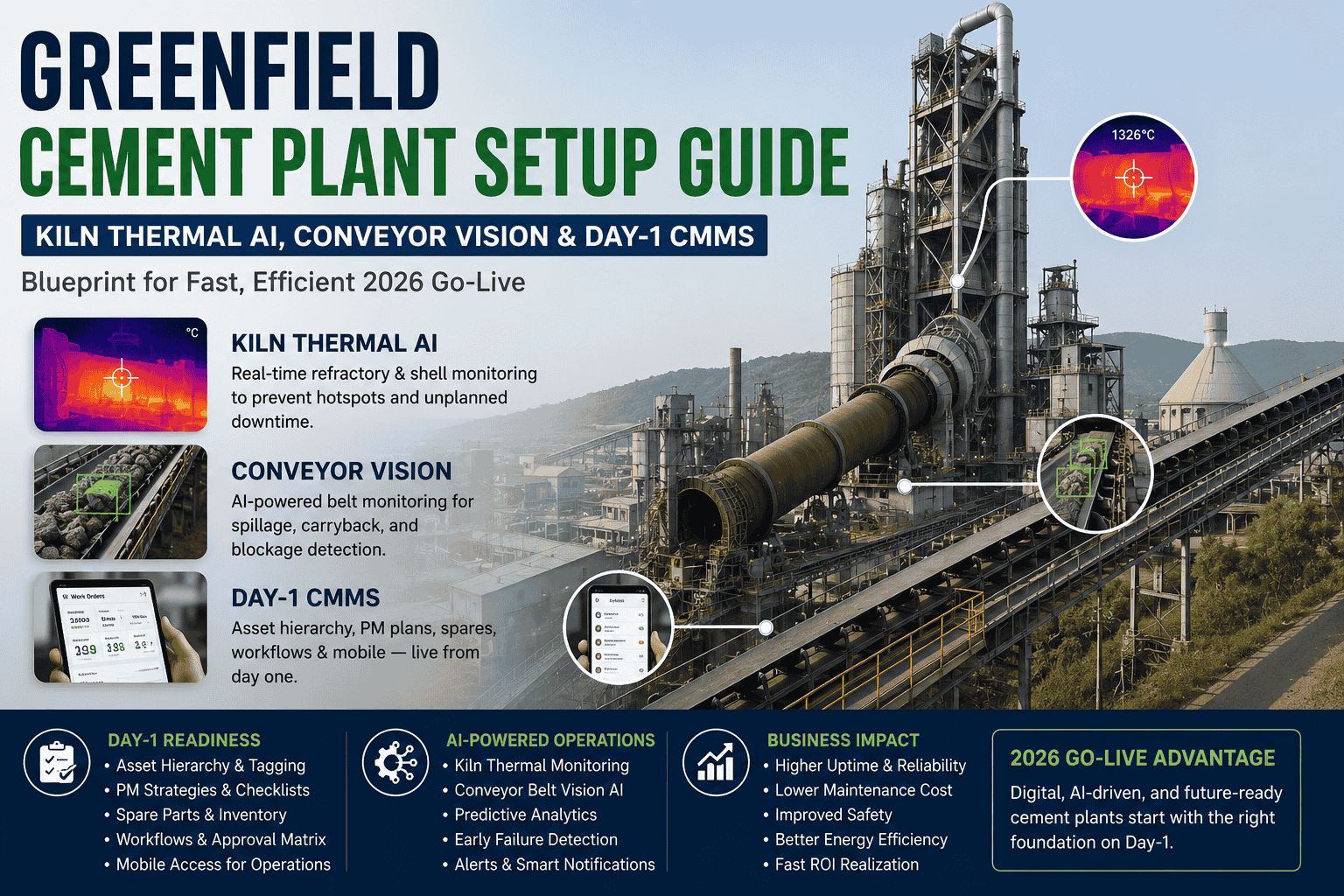 greenfield-cement-plant-setup-kiln-thermal-ai-conveyor-vision-day-1-cmms