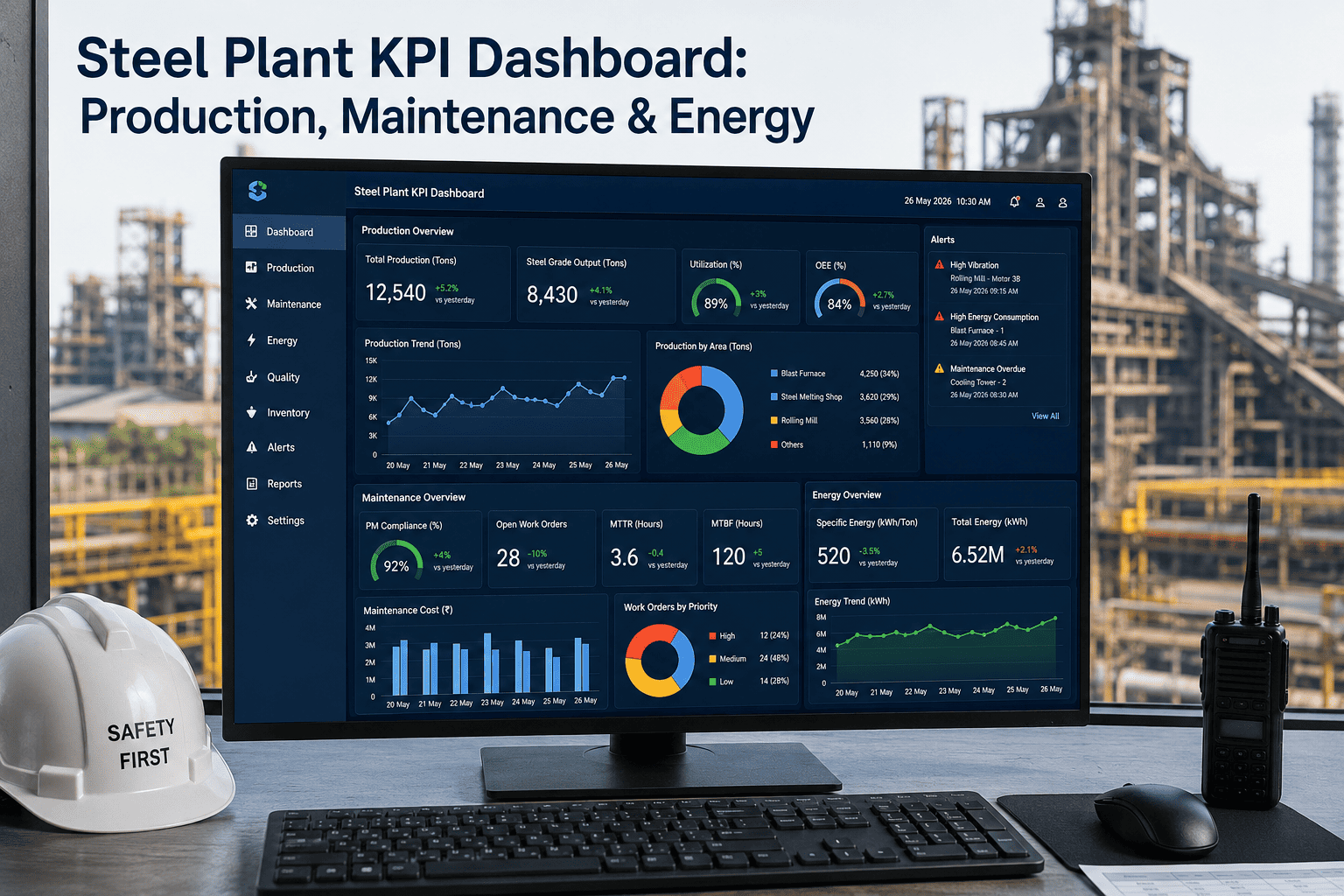 steel-plant-kpi-dashboard-production-maintenance-energy