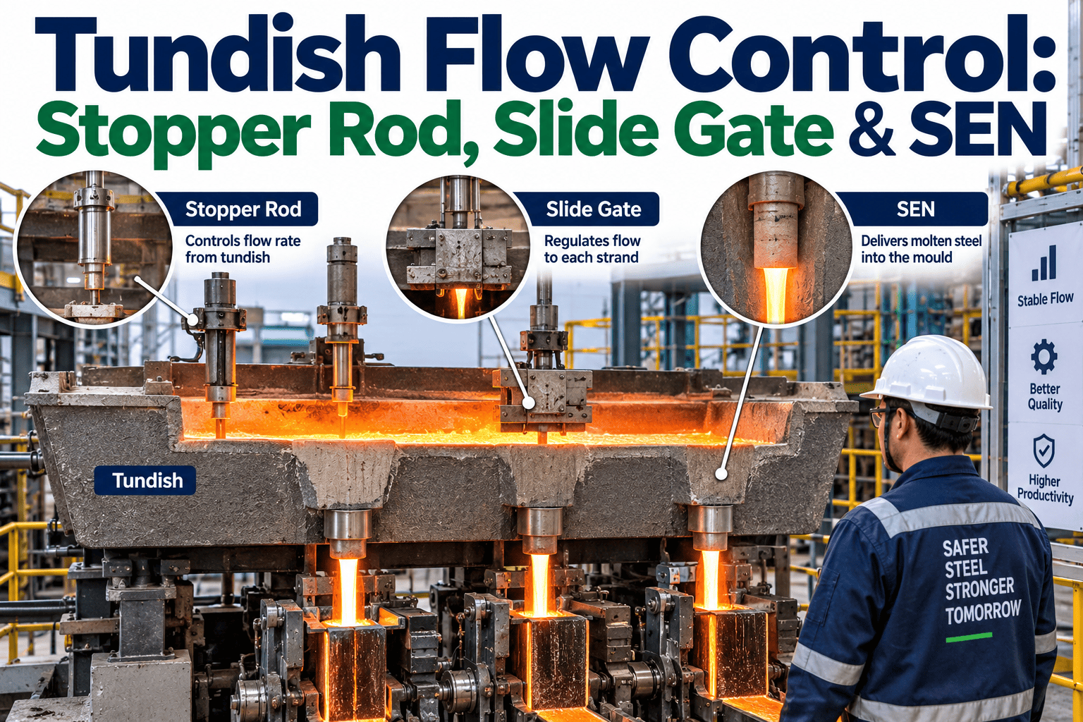 tundish-flow-control-stopper-rod-slide-gate-submerged