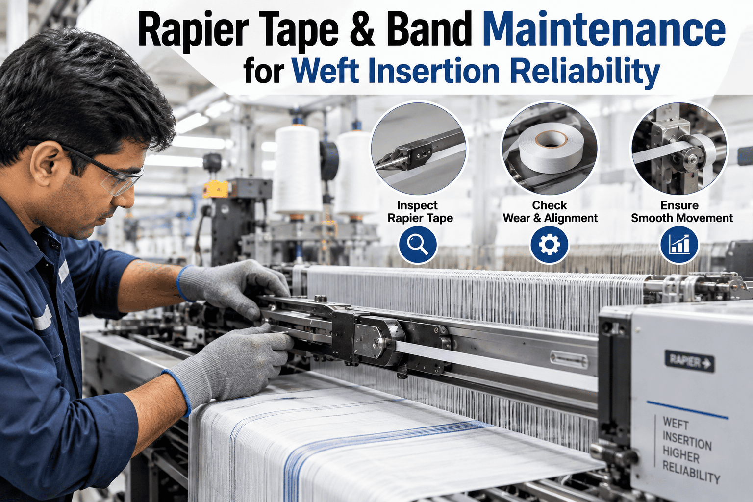 rapier-tape-band-maintenance-weft-insertion-reliability