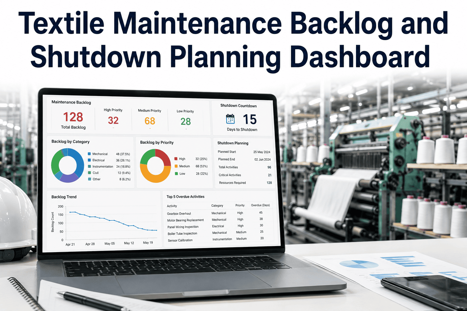 textile-maintenance-backlog-shutdown-planning-dashboard