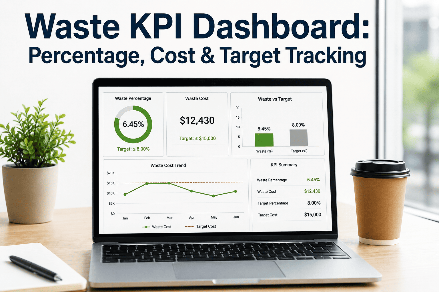 waste-kpi-tracking-dashboard-percentage-cost-target